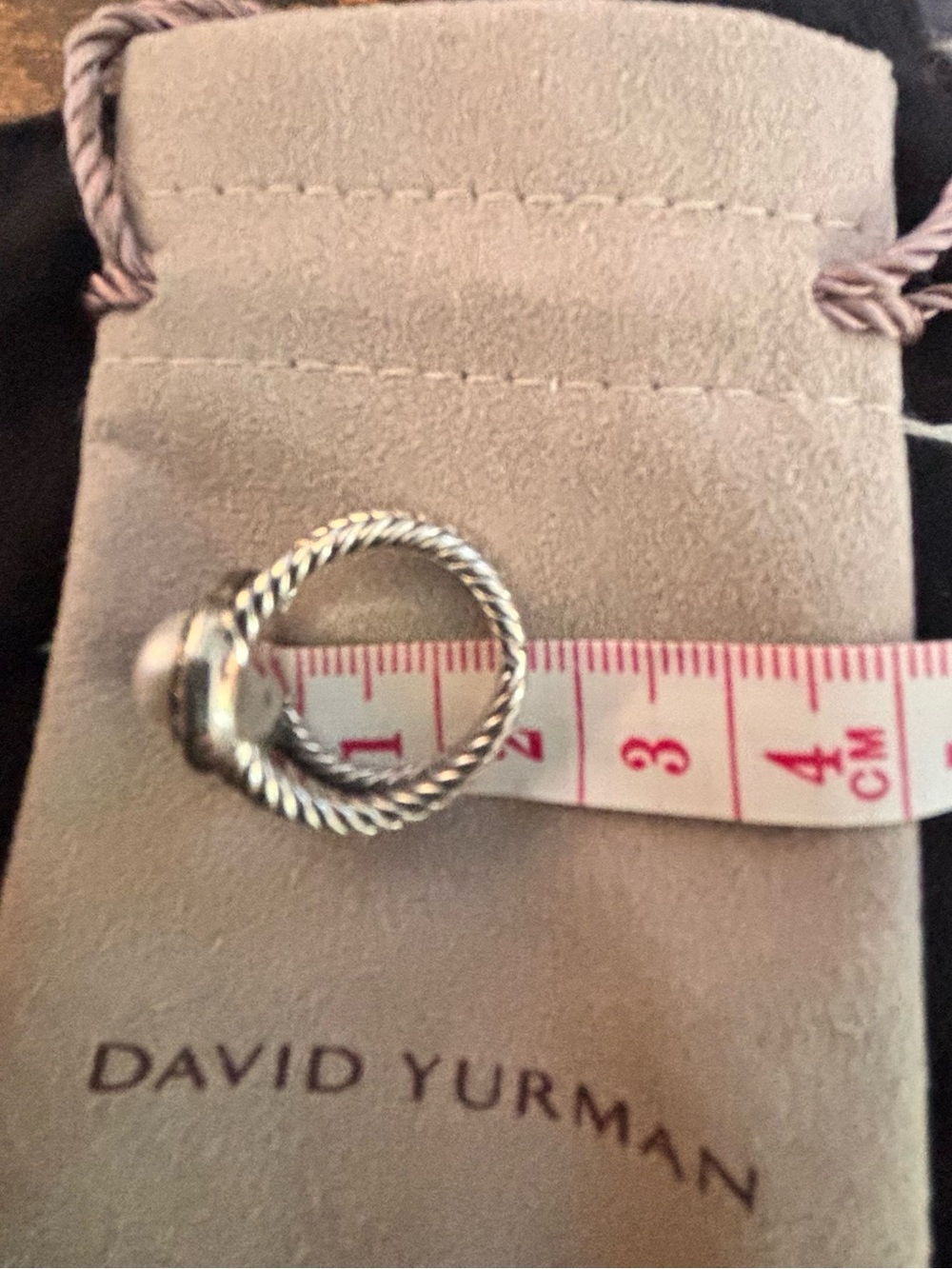 David Yurman Silver Cable Ring - Pearl and Diamond Halo - Albion collection - Picture 11 of 11